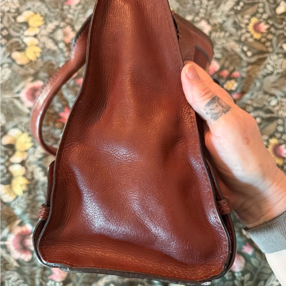 Fossil Vintage Revival Satchel Two-Tone Brown Leather Tote - Picture 13 of 16